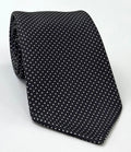 White on Black Macclesfield Print Pin Dot Silk Tie White on Black MCPDT-36