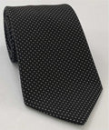 White on Black Macclesfield Print Pin Dot Silk Tie White on Black MCPDT-40