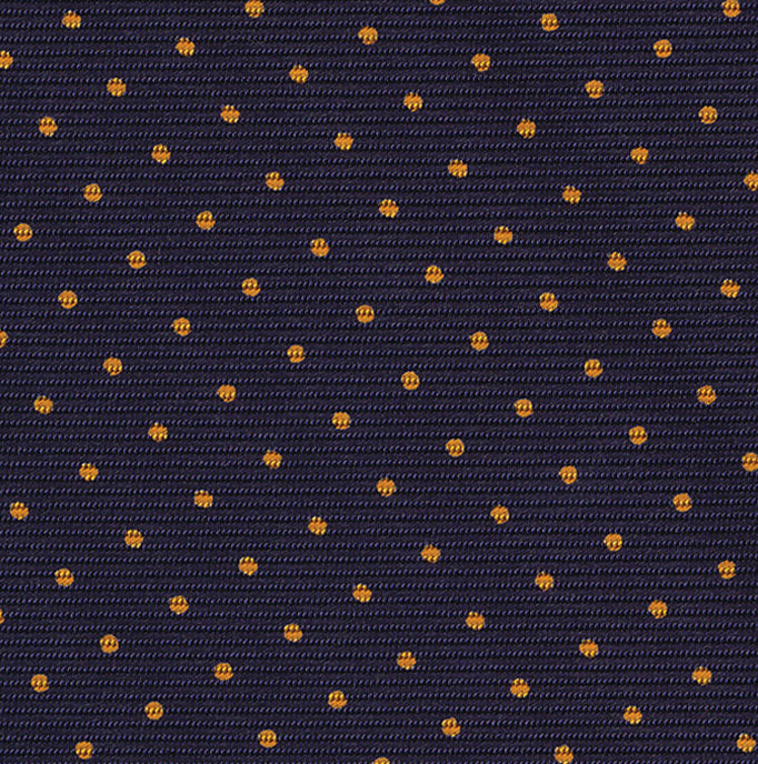 {[en]:Orange on Midnight Blue Macclesfield Print Silk Pocket Square