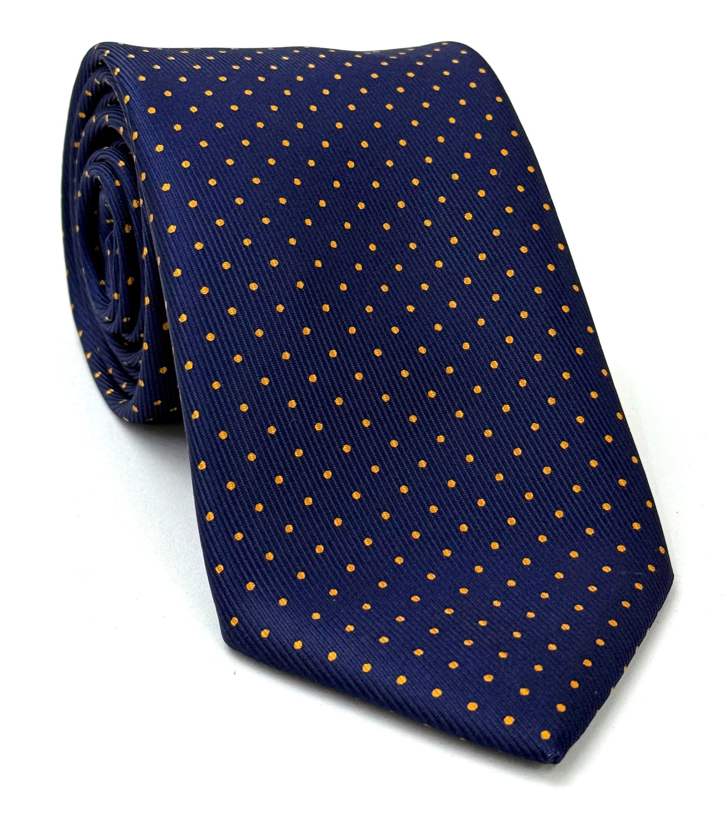 Orange on Midnight Blue Macclesfield Print Silk Tie MCPDT-6