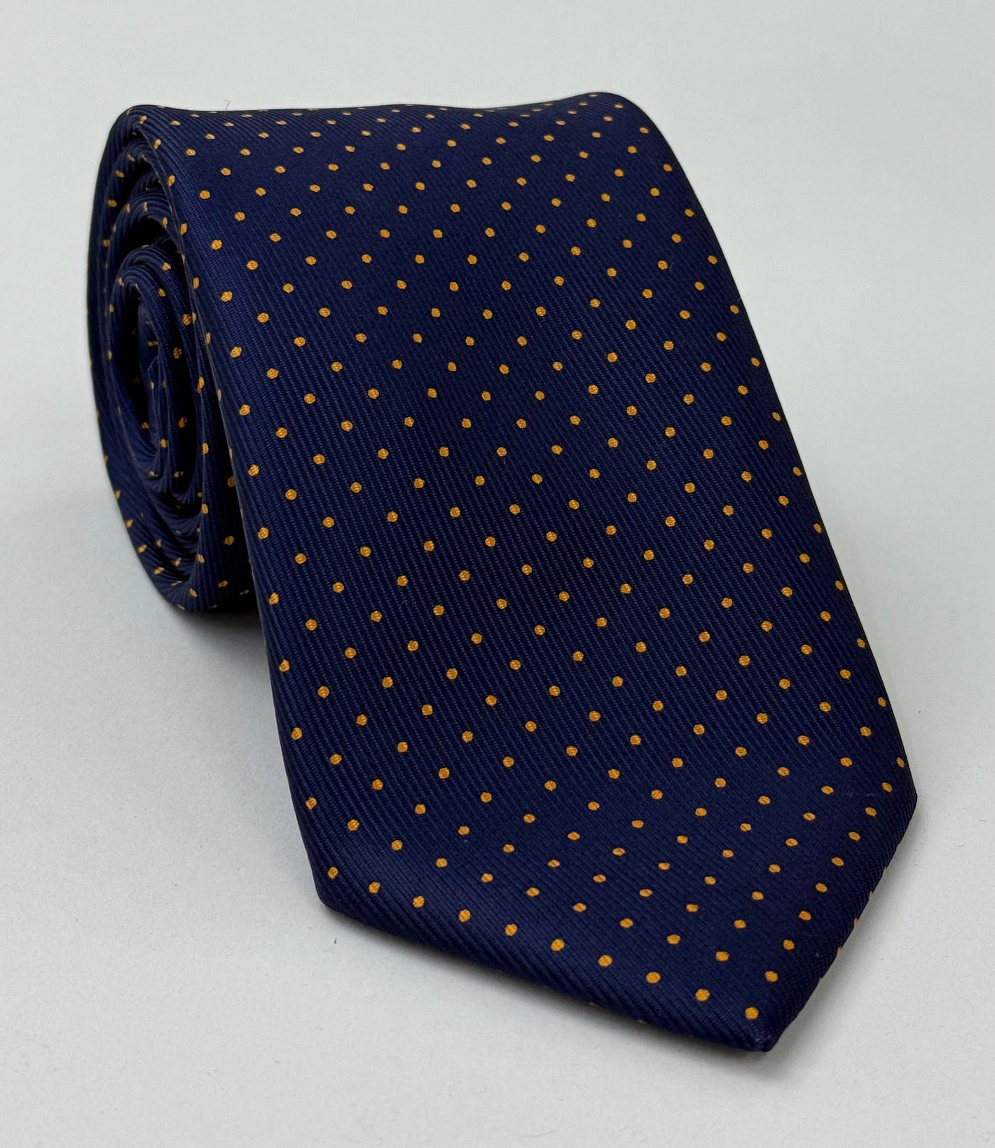 Orange on Midnight Blue Macclesfield Print Silk Tie #MCPDT-6