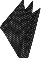 {[en]:White On Black Printed Pin Dot Silk Pocket Square