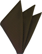 {[en]:White On Bitter Chocolate Printed Pin Dot Silk Pocket Square