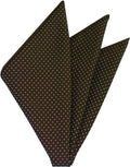 {[en]:Off-White On Chocolate Printed Pin Dot Silk Pocket Square