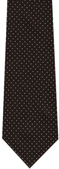 {[en]:White On Bitter Chocolate Printed Pin Dot Silk Tie