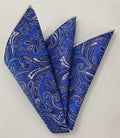 White & Navy on Blue Macclesfield Printed Silk Pocket Square MCP-753