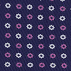 {[en]:White & Pink on Navy Blue Macclesfield Printed Silk Tie