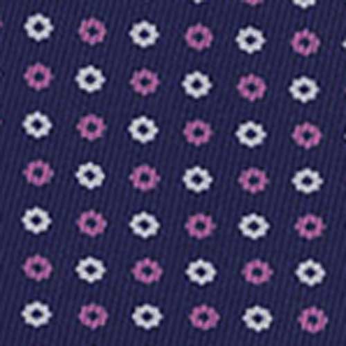 {[en]:White & Pink on Navy Blue Macclesfield Printed Silk Tie