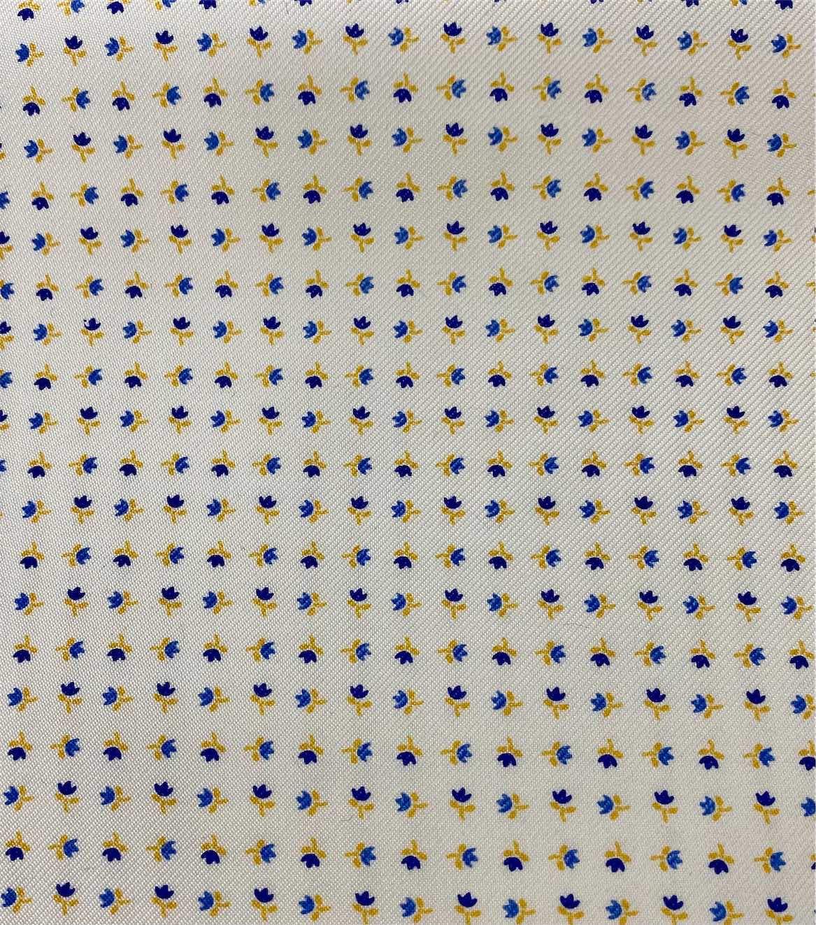 Blue on Cream Macclesfield Printed Silk Tie MCT-224