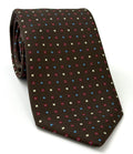 Sky Blue, Red & Off-White on Dark Chocolate Macclesfield Print Silk Tie MCT-304