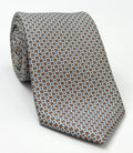 Sky Blue & Off-White on Chocolate Macclesfield Print Silk Tie MCT-314