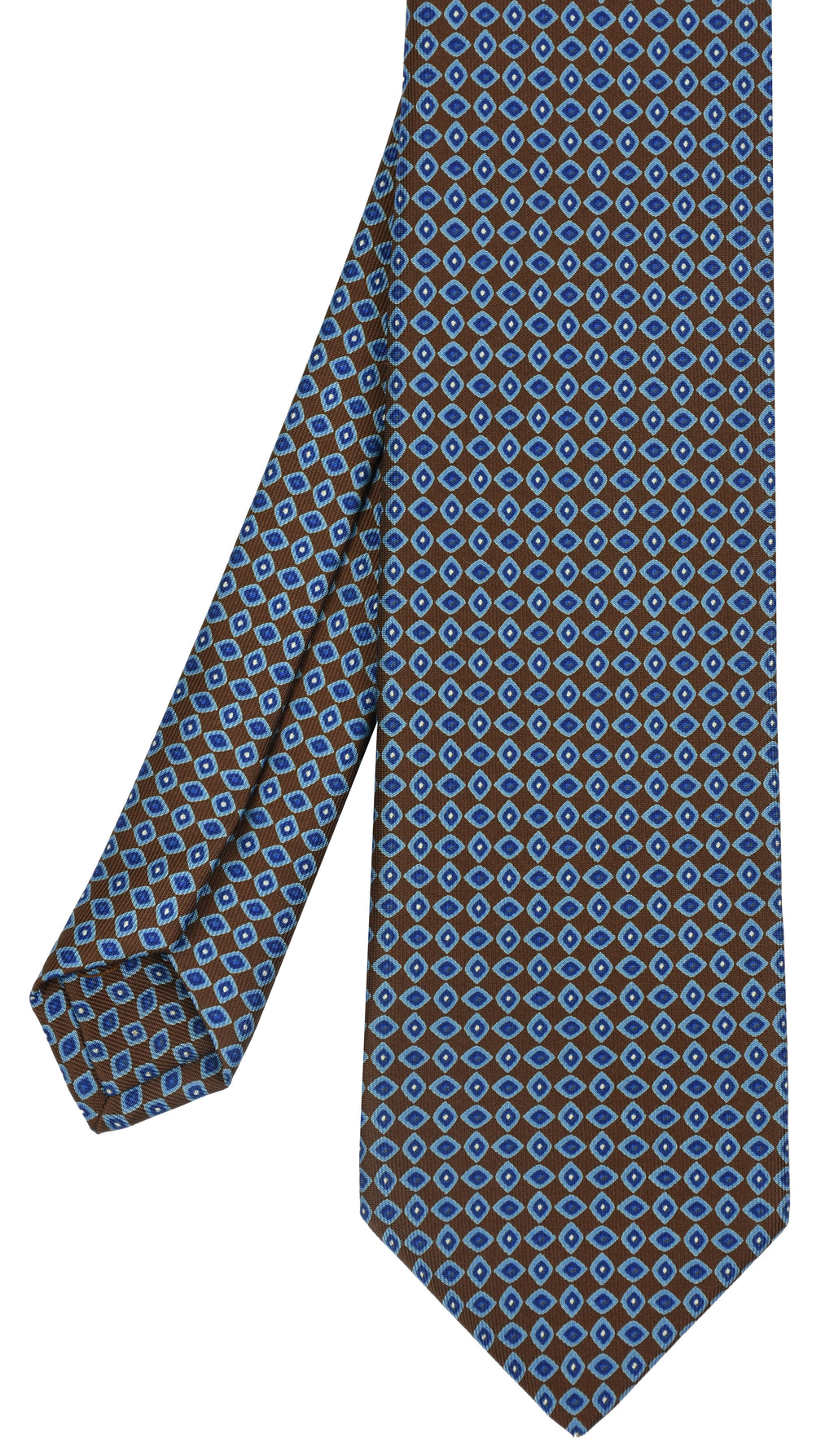 {[en]:Sky Blue, Blue & White on Dark Chocolate Macclesfield Print Silk Tie