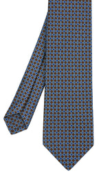 {[en]:Sky Blue, Blue & White on Dark Chocolate Macclesfield Print Silk Tie