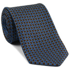 {[en]:Sky Blue, Blue & White on Dark Chocolate Macclesfield Print Silk Tie