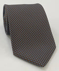 Sky Blue on Dark Chocolate Macclesfield Print Silk Tie MCT-319