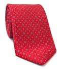 Sky Blue, Burnt Orange & White on Red Macclesfield Print Silk Tie MCT-328