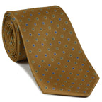 {[en]:Olive Green & Lavender on Dark Sienna Macclesfield Print Silk Tie