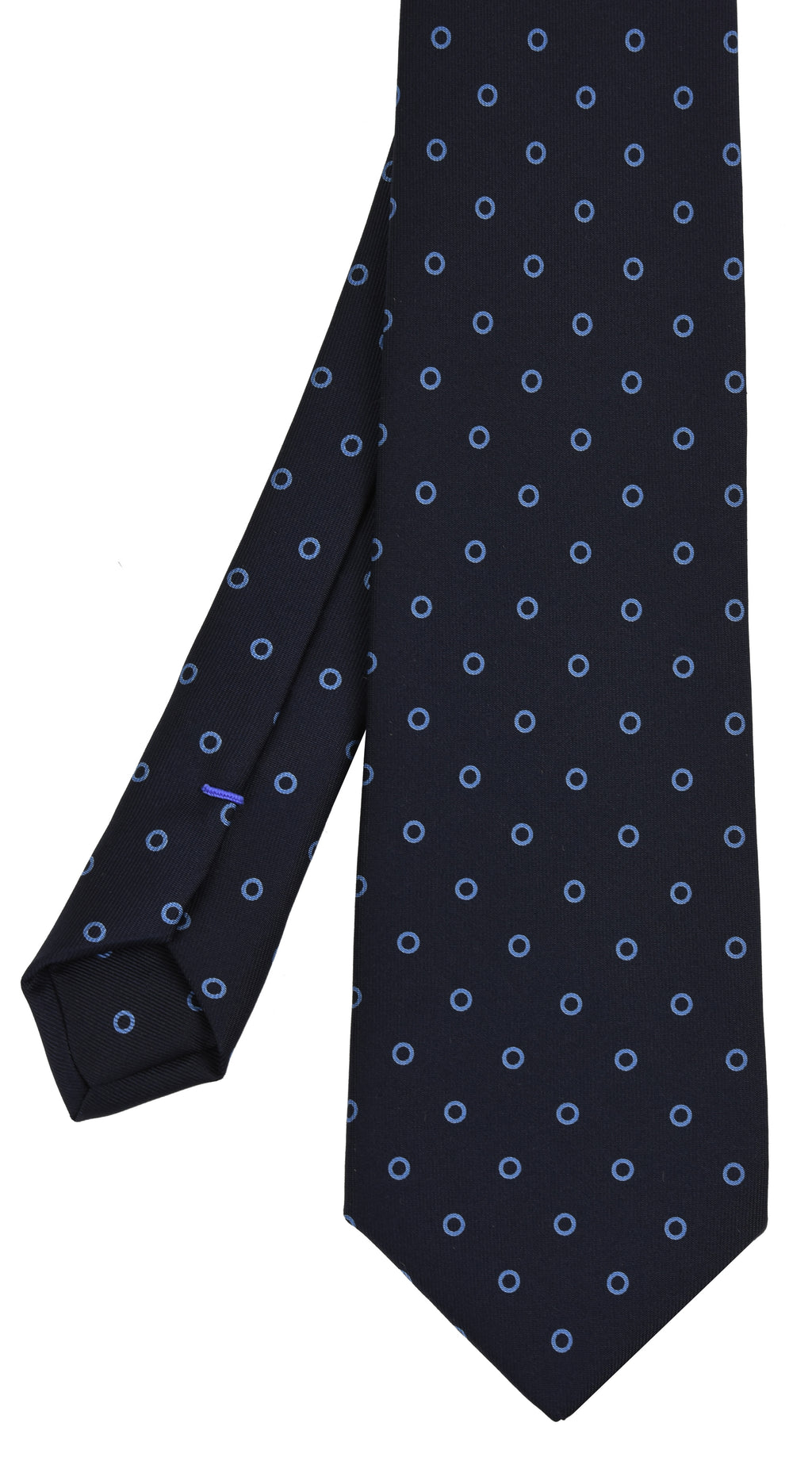 {[en]:Sky Blue on Midnight blue Macclesfield Print Silk Tie