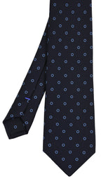 {[en]:Sky Blue on Midnight blue Macclesfield Print Silk Tie