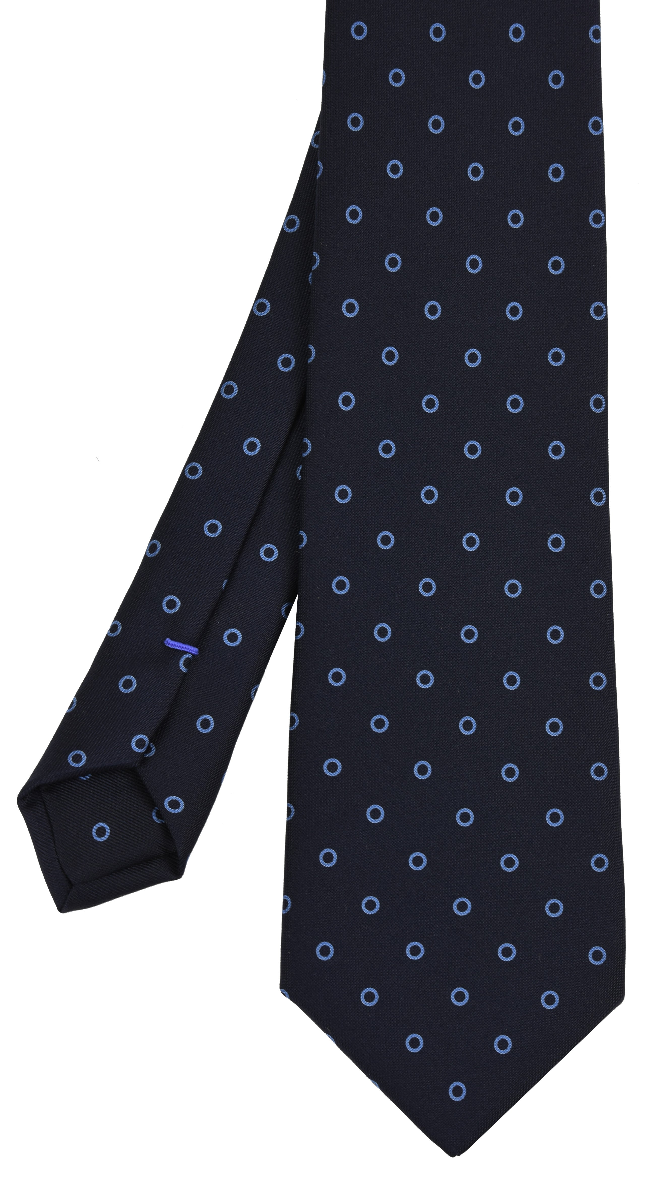 {[en]:Sky Blue on Midnight blue Macclesfield Print Silk Tie
