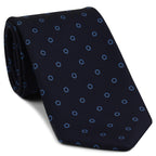 {[en]:Sky Blue on Midnight blue Macclesfield Print Silk Tie