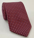 Sky Blue & Pink on Dark Red Macclesfield Print Silk Tie MCT-423