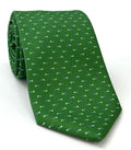 Red, Blue & White on Green Macclesfield Print Pattern Silk Tie MCT-440