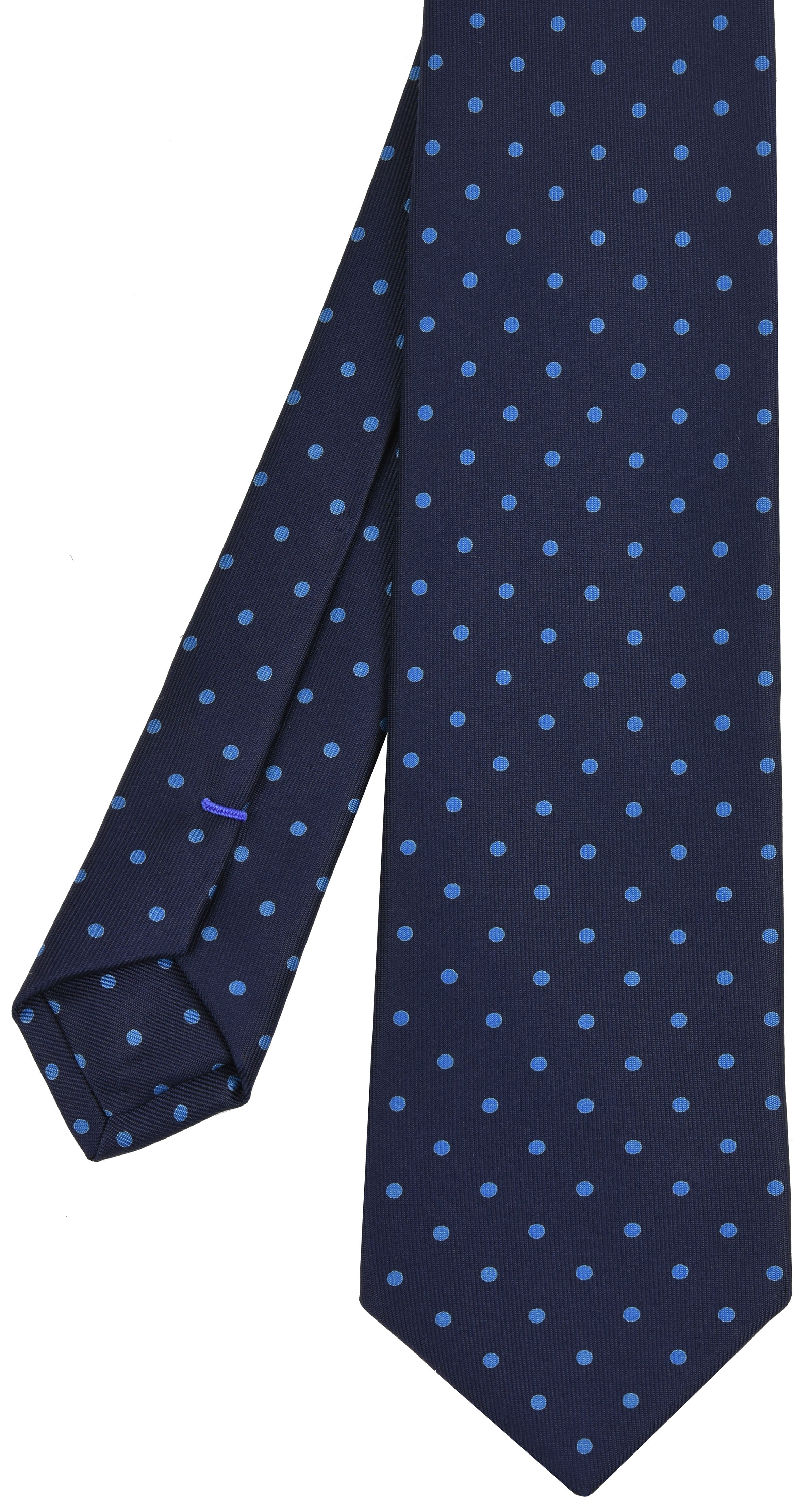 {[en]:Blue on Dark Navy Macclesfield Print Pattern Silk Tie