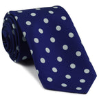 {[en]:White on Purple Blue Macclesfield Print Pattern Silk Tie