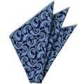 {[en]:Light Blue & Sky Blue on Navy Blue Macclesfield Print Pattern Silk Pocket Square