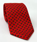 Navy Blue, Brown, Off White on Orange Print Pattern Silk Tie MCT-528