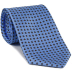 {[en]:Dark Orange, Off-White & Blue on Powder Blue Print Pattern Silk Tie