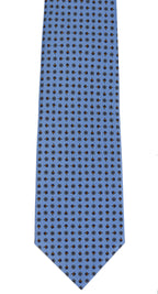 {[en]:Dark Orange, Off-White & Blue on Powder Blue Print Pattern Silk Tie
