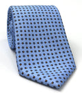 Dark Orange, Off-White & Blue on Powder Blue Print Pattern Silk Tie MCT-537