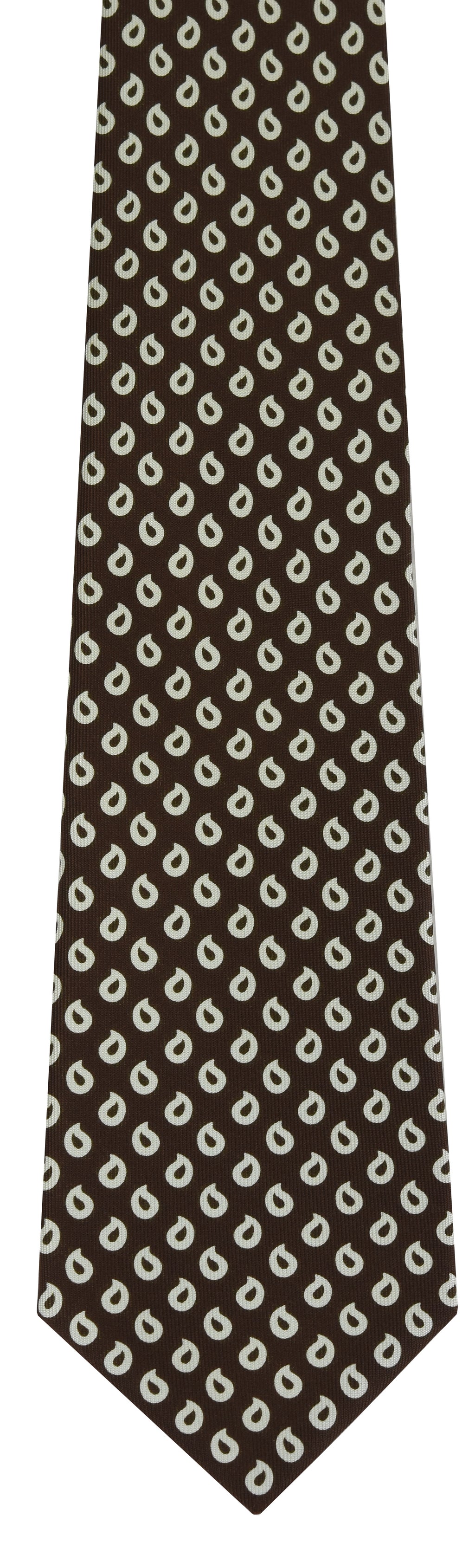 {[en]:Off-White on Dark Chocolate Print Pattern Silk Tie