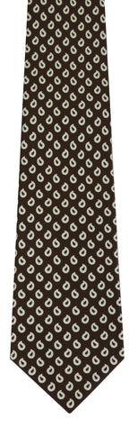 {[en]:Off-White on Dark Chocolate Print Pattern Silk Tie