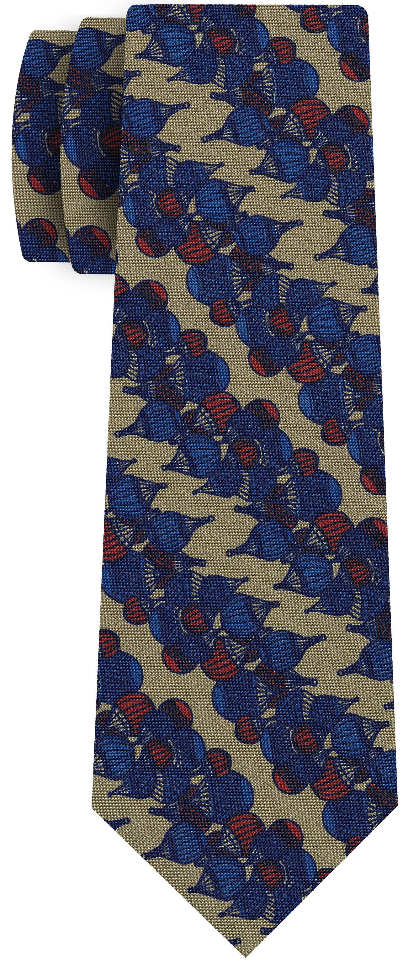 {[en]:Red & Blue on Sand Print Pattern Silk Tie