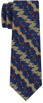 {[en]:Red & Blue on Sand Print Pattern Silk Tie