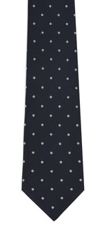 {[en]:Silver/White on Midnight Blue Macclesfield Print Pattern Silk Tie