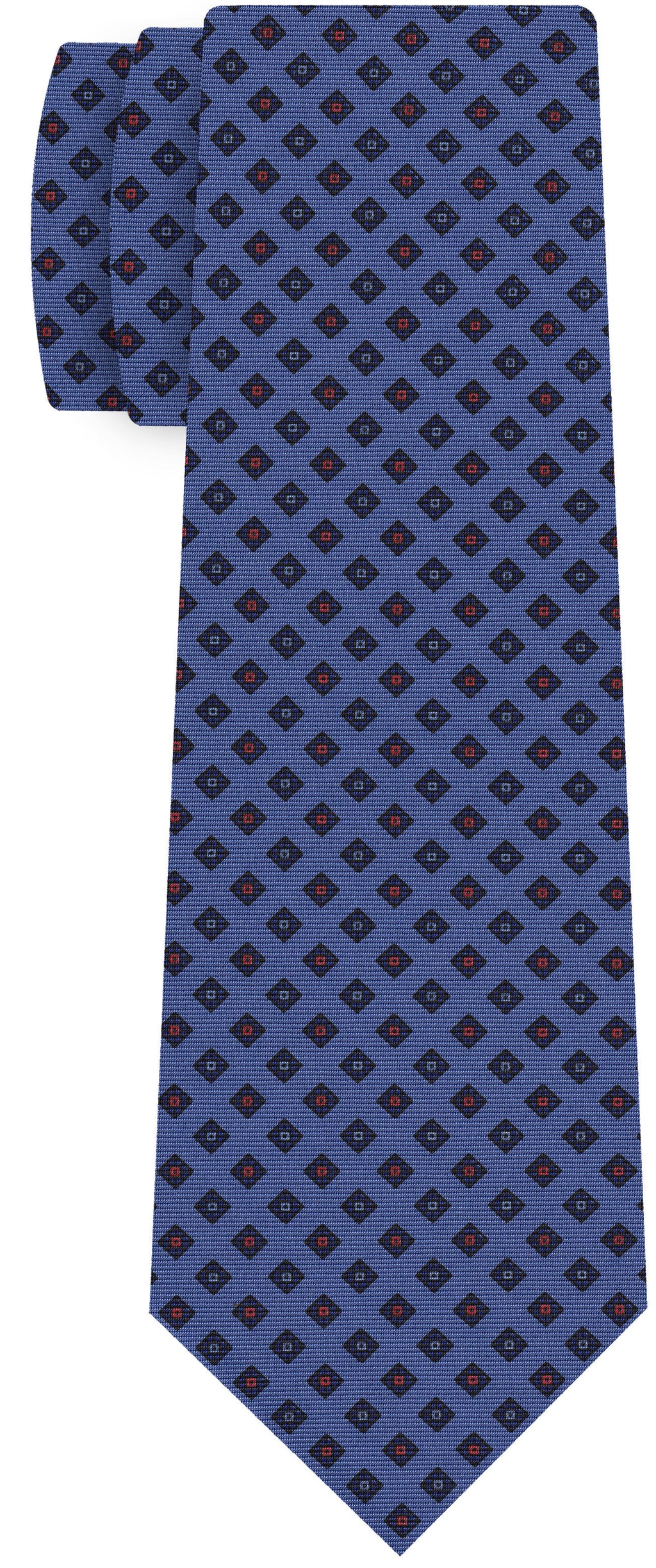 {[en]:Red & Blue on Purple Blue Print Pattern Silk Tie