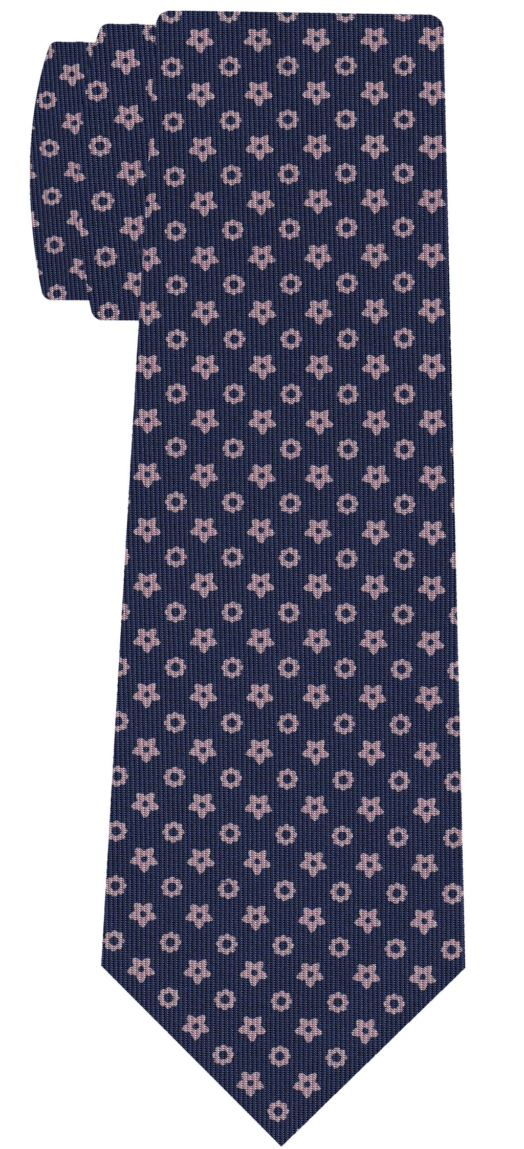 {[en]:Light Lavender on Dark Navy Blue Macclesfield Print Pattern Silk Tie