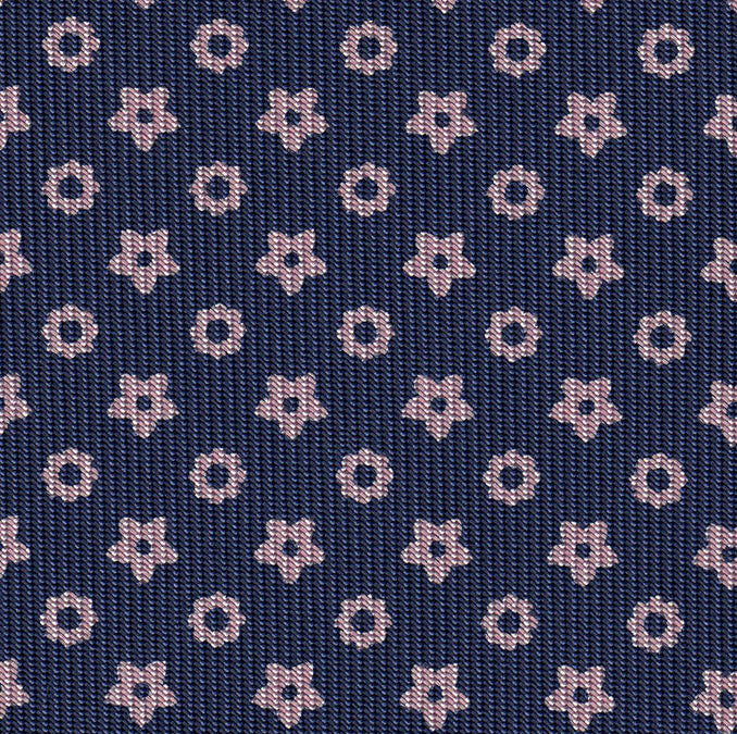 {[en]:Light Lavender on Dark Navy Blue Macclesfield Print Pattern Silk Tie