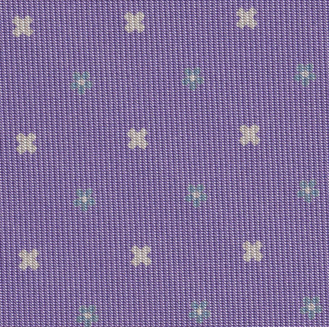 ラベンダーのマクルズフィールドプリント柄 シルクネクタイ（スカイブルー＆ホワイト） #MCT-551