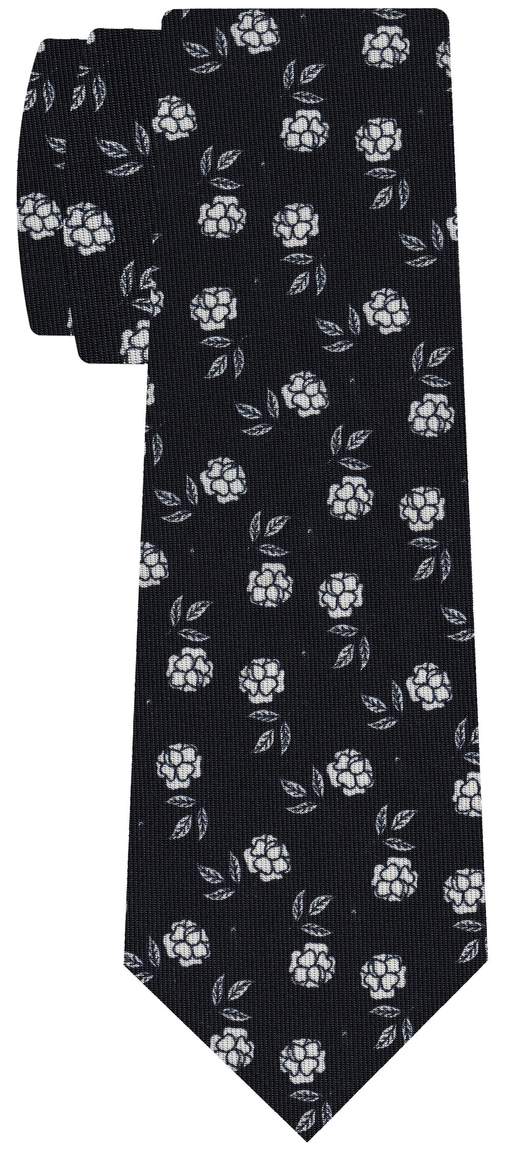 {[en]:White on Midnight Macclesfield Print Pattern Silk Tie