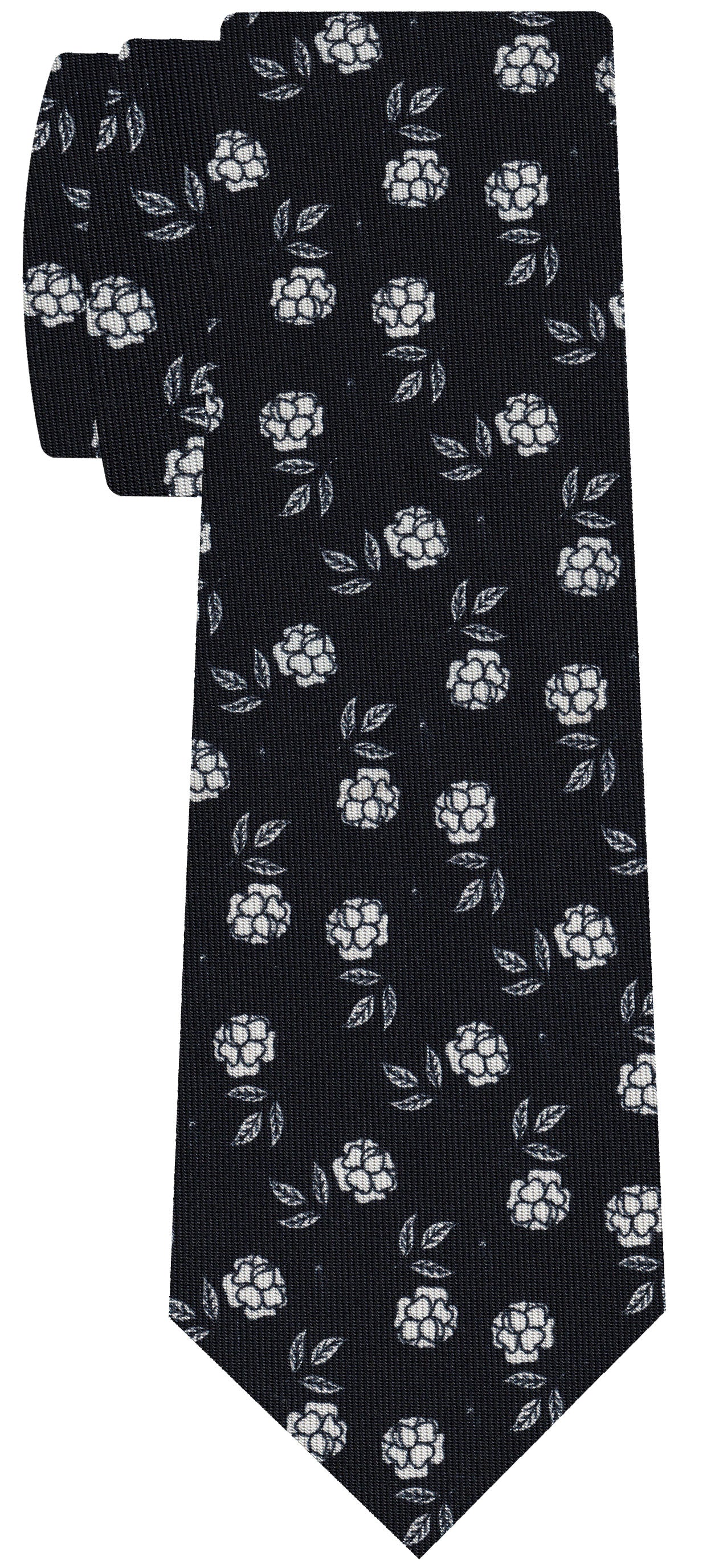 {[en]:White on Midnight Macclesfield Print Pattern Silk Tie