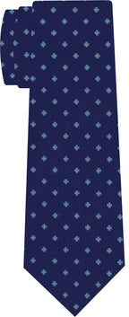 {[en]:Sky Blue & Lavender on Dark Navy Blue Macclesfield Print Pattern Silk Tie