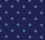 Sky Blue & Lavender on Dark Navy Blue Macclesfield Print Pattern Silk Tie #MCT-560