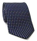 White & Red on Navy Blue Macclesfield Printed Silk Tie MCT-569