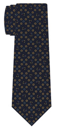 Cream On Navy Pattern Silk Tie MCT-582