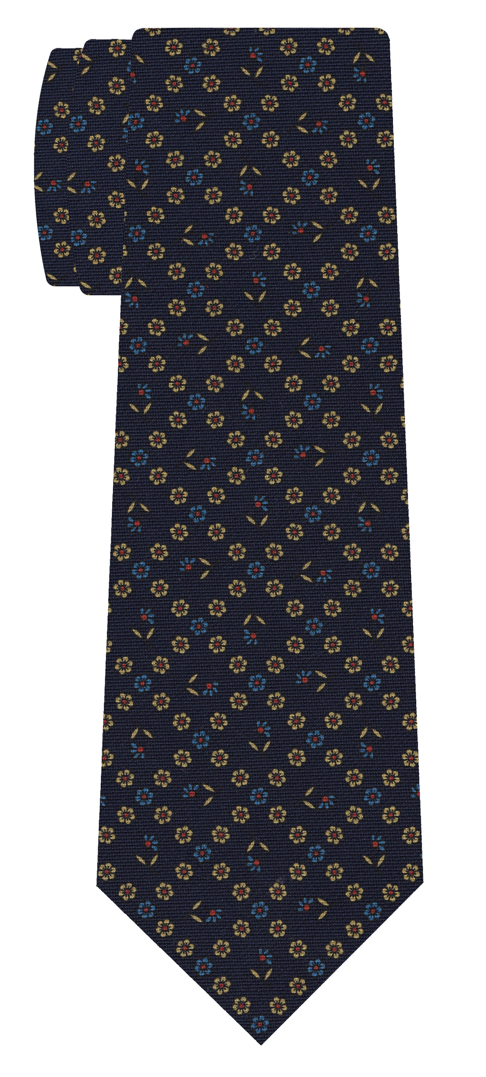 Cream On Navy Pattern Silk Tie MCT-582